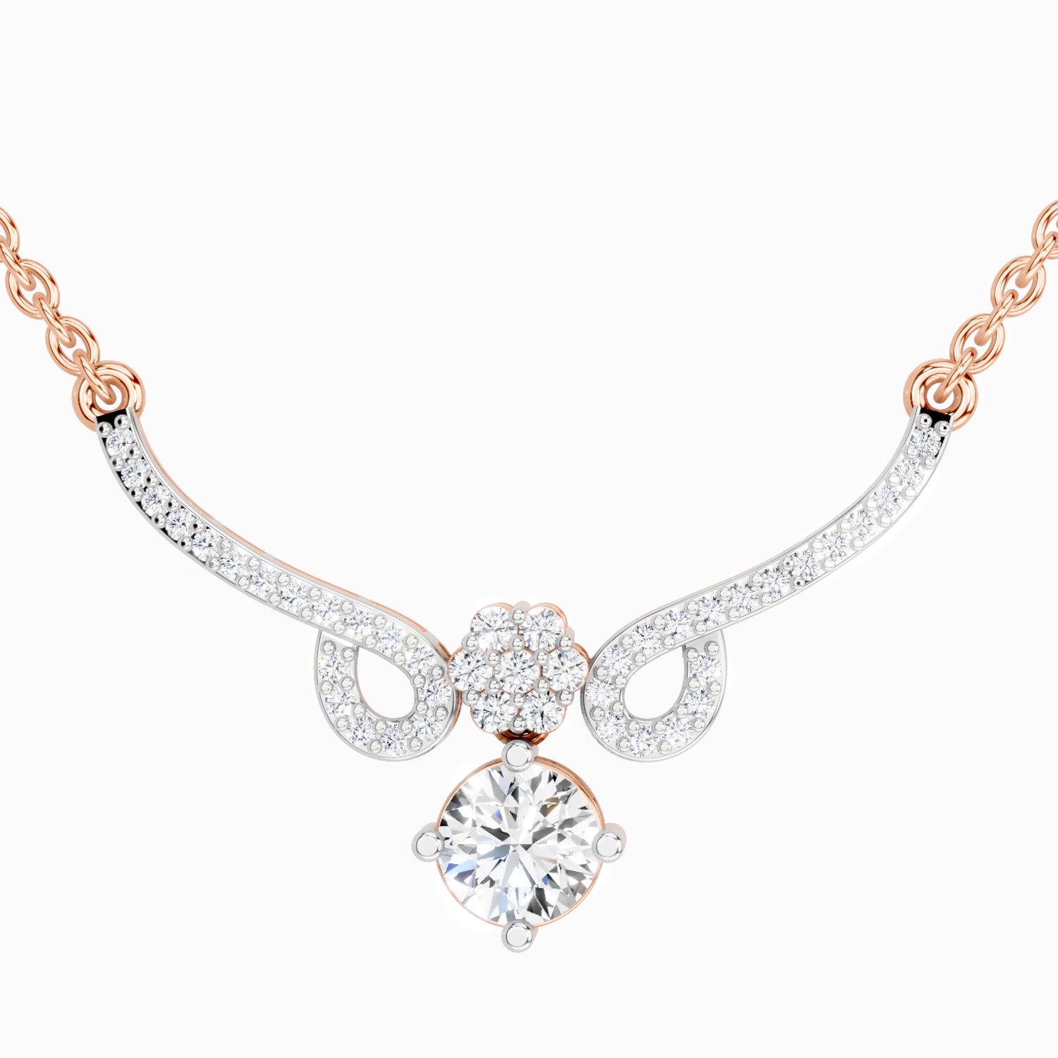 1.09 ct Graceful Drop Pendant Necklace | 14K White Gold