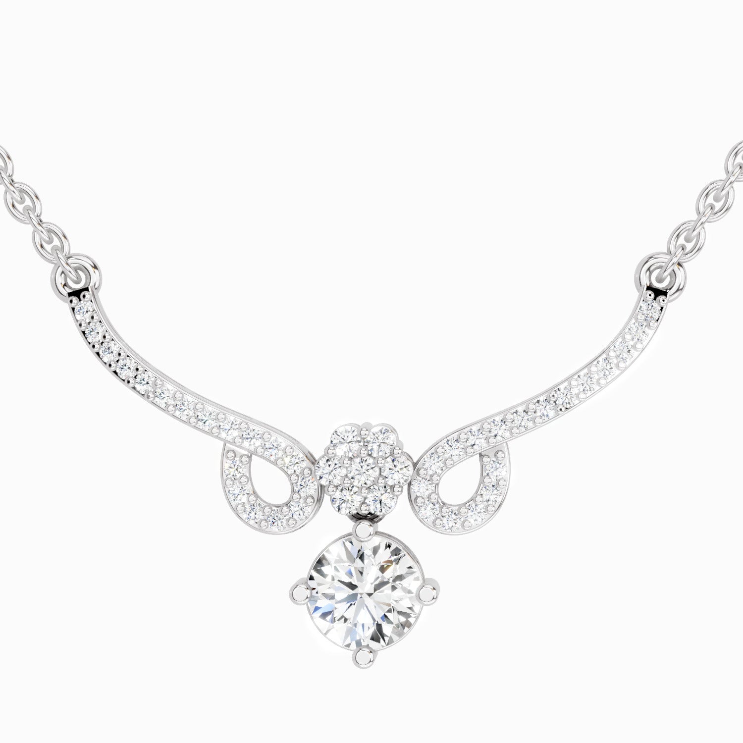 1.09 ct Graceful Drop Pendant Necklace | 14K White Gold