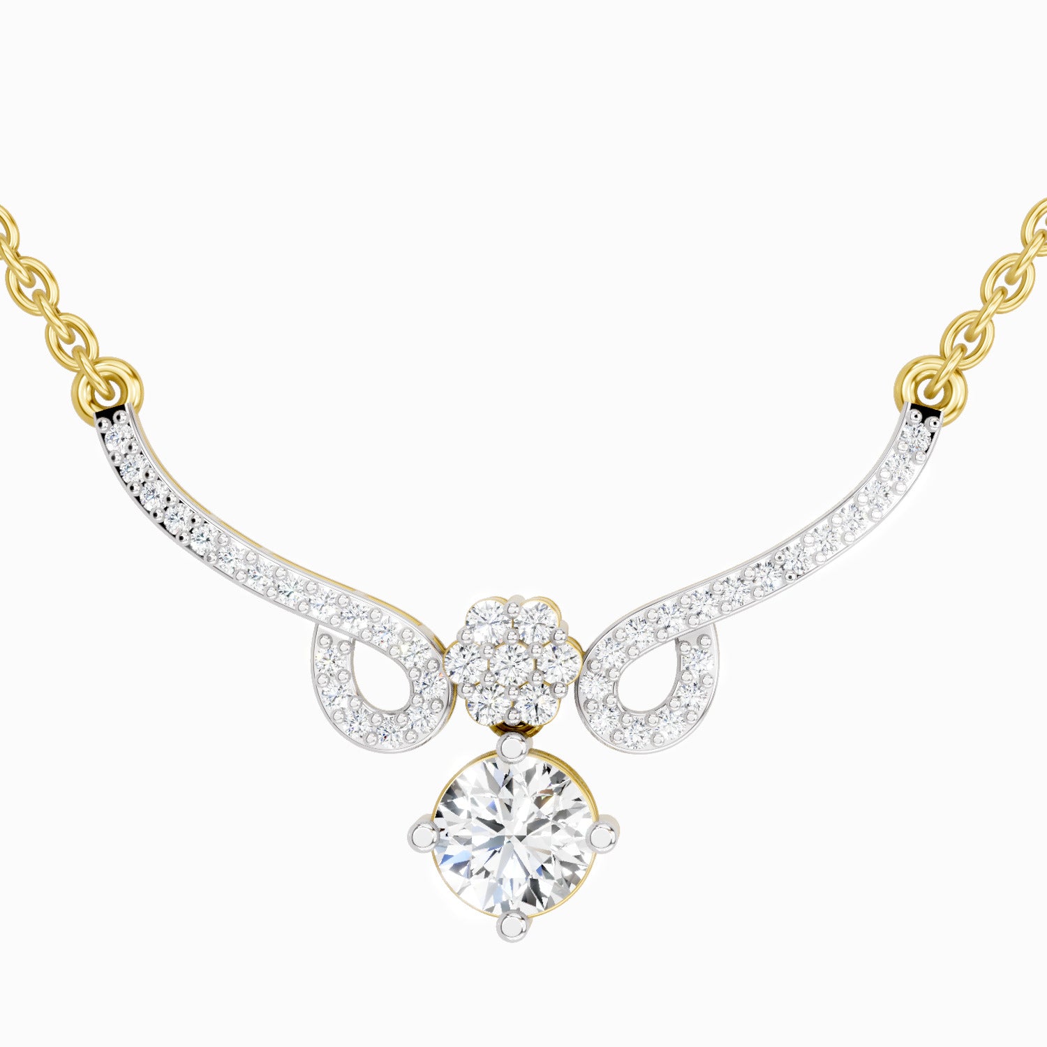 1.09 ct Graceful Drop Pendant Necklace | 14K White Gold