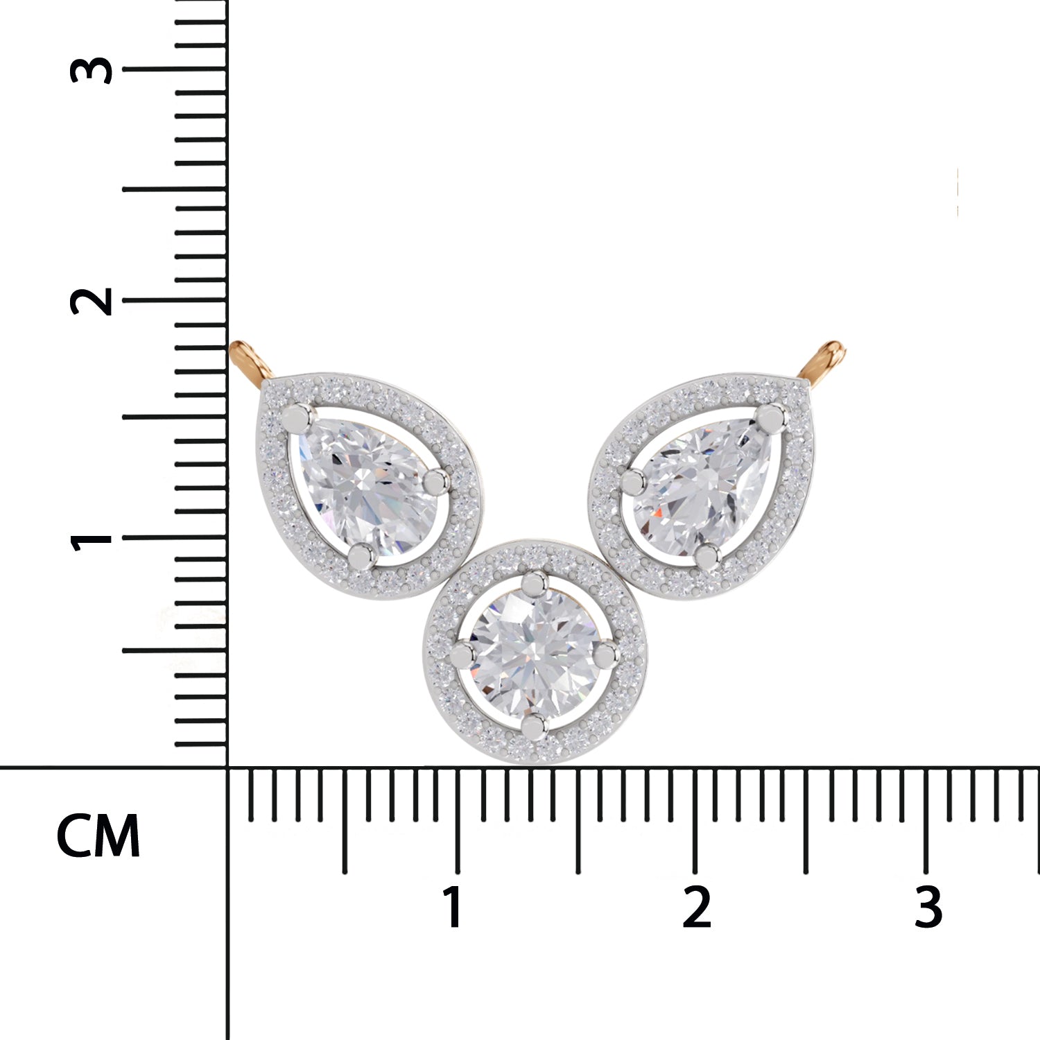 1.83 Ct Pear & Round Shape Halo Diamond Necklace | 14K Yellow Gold