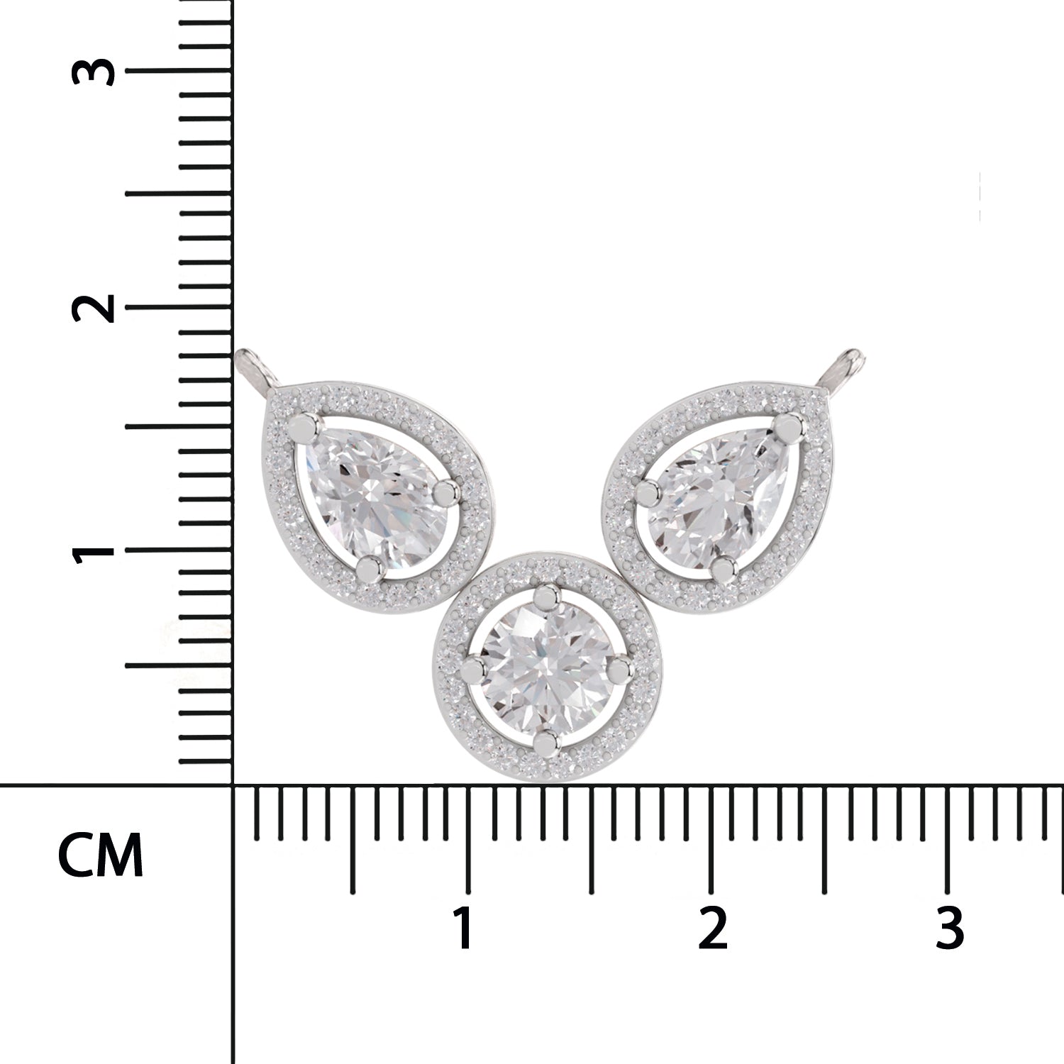 1.83 Ct Pear & Round Shape Halo Diamond Necklace | 14K White Gold