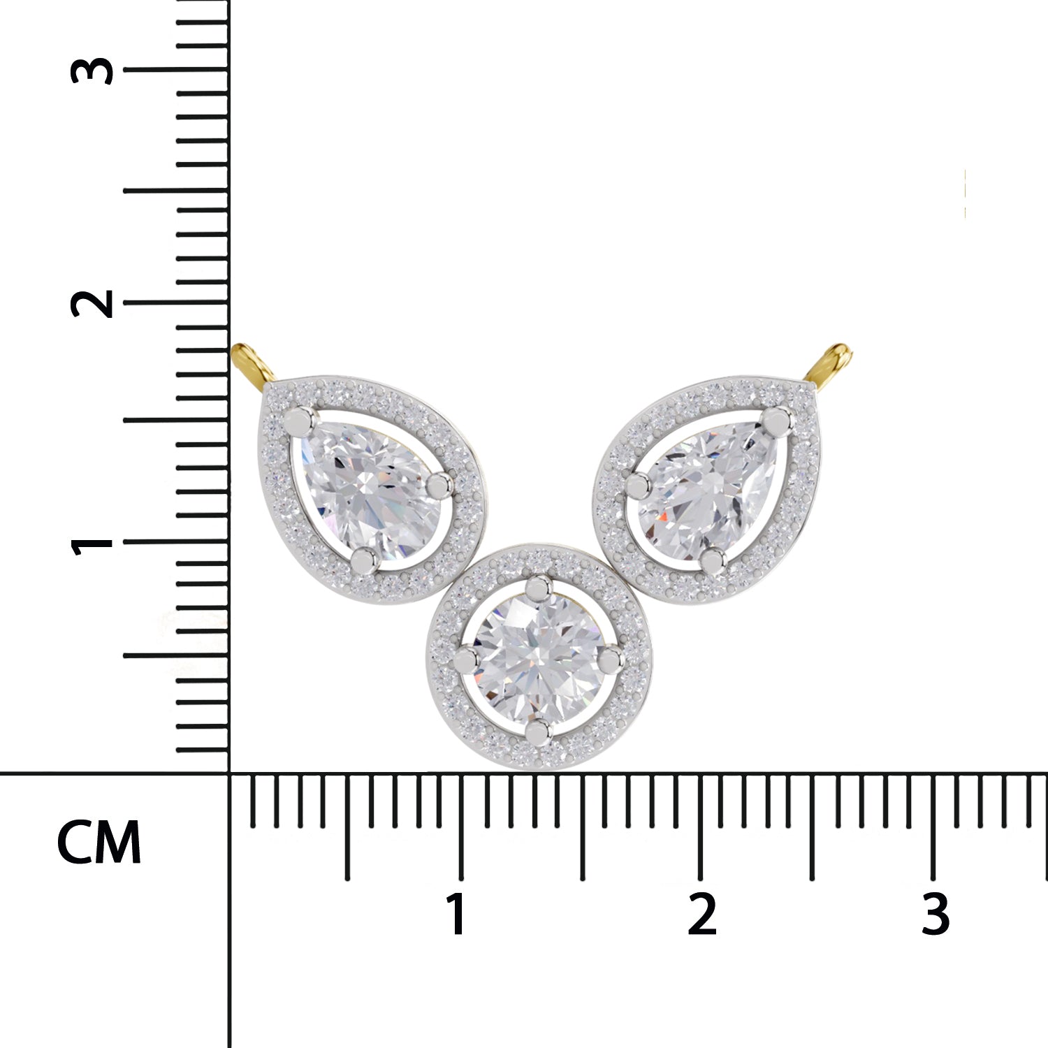 1.83 Ct Pear & Round Shape Halo Diamond Necklace | 14K Rose Gold