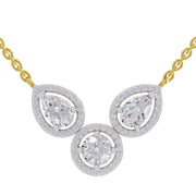 1.83 Ct Pear Halo Diamond Necklace in 14K
