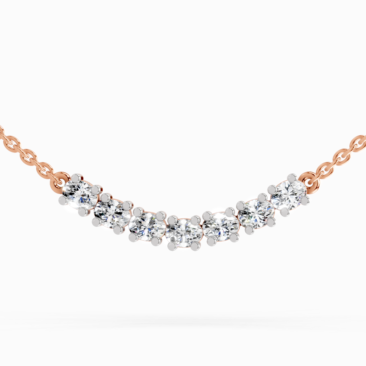 1.26 Carat Oval Bar Necklace | 14K Rose Gold
