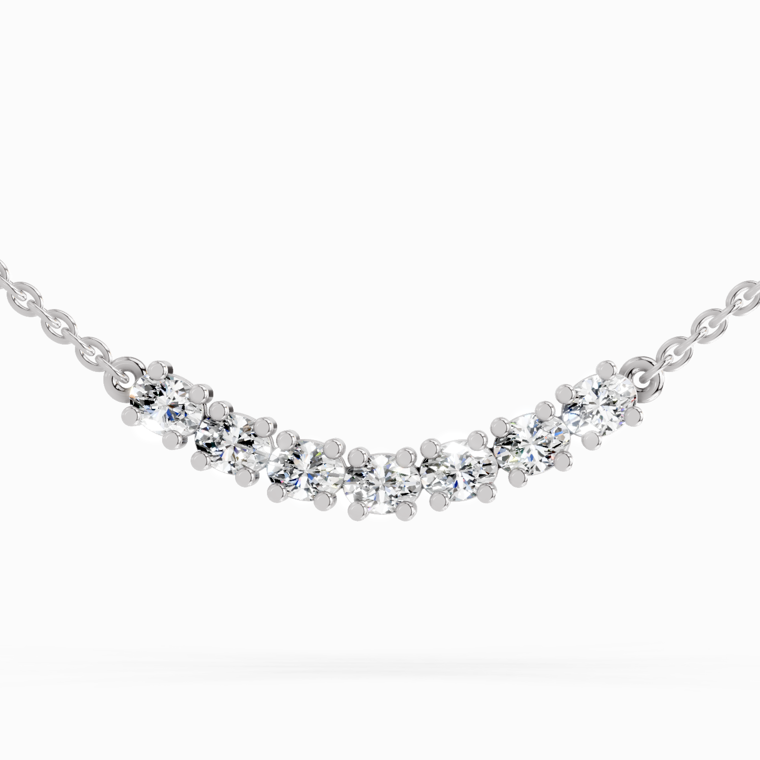 1.26 Carat Oval Bar Necklace | 14K White Gold