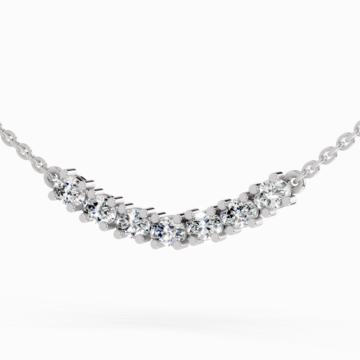 1.26 Carat Oval Bar Necklace | 14K White Gold