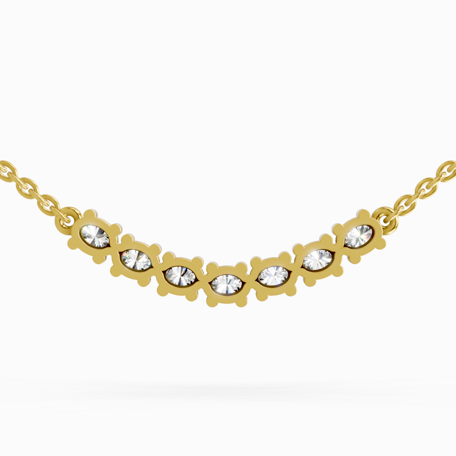 1.26 Carat Oval Bar Necklace | 14K Yellow Gold