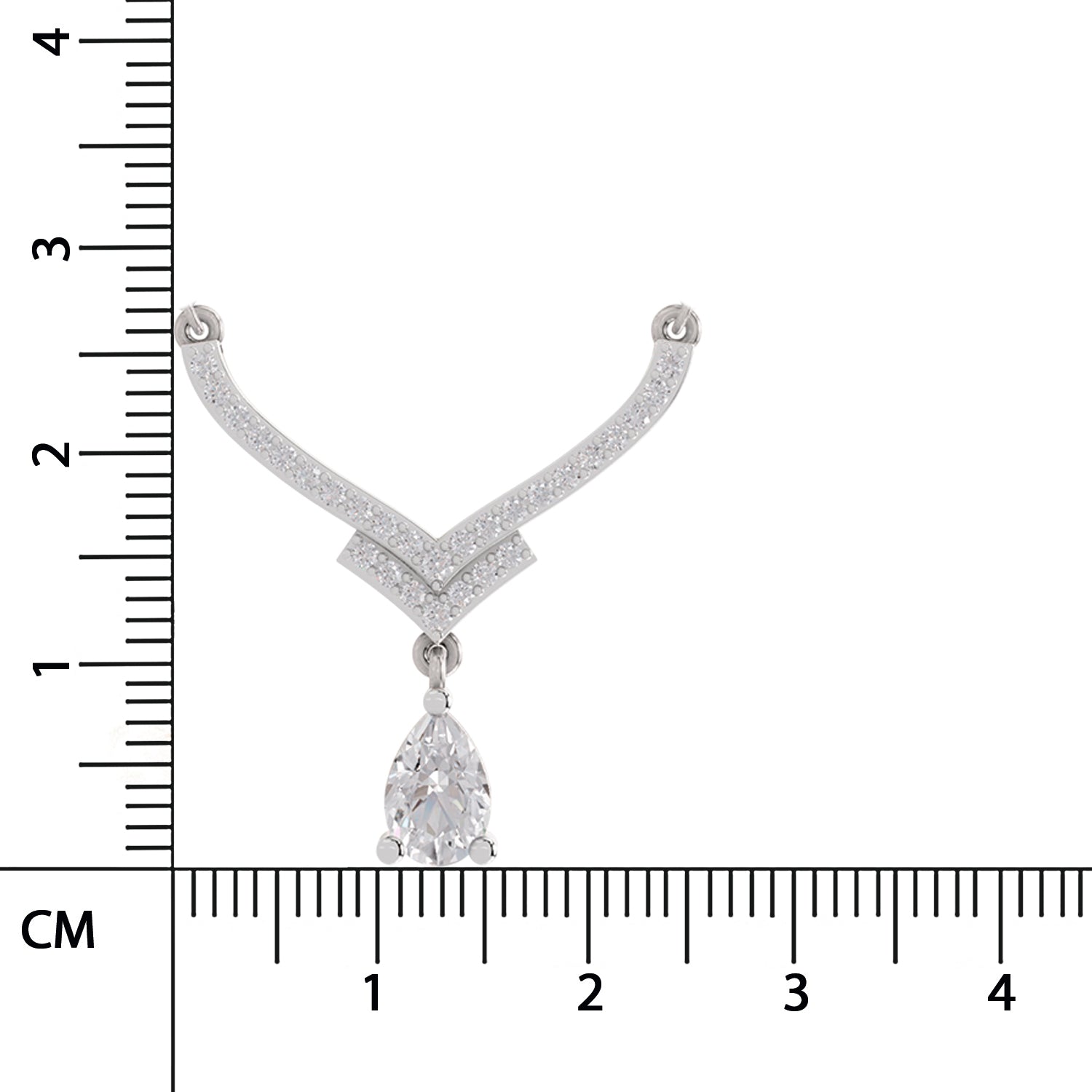 0.99 Ct Round & Pear V-Shape Diamond with Drop Necklace | 14K White Gold