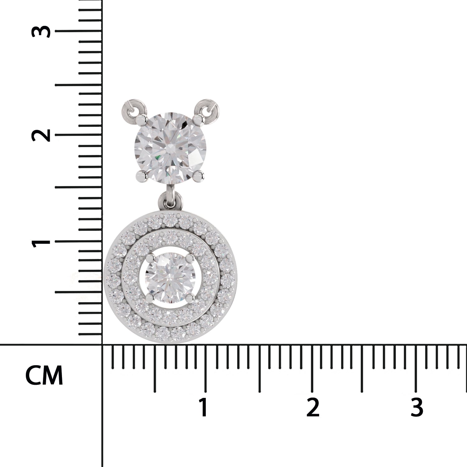 1.71 Ct Round Shape Halo Diamond Drop Necklace | 14K White Gold