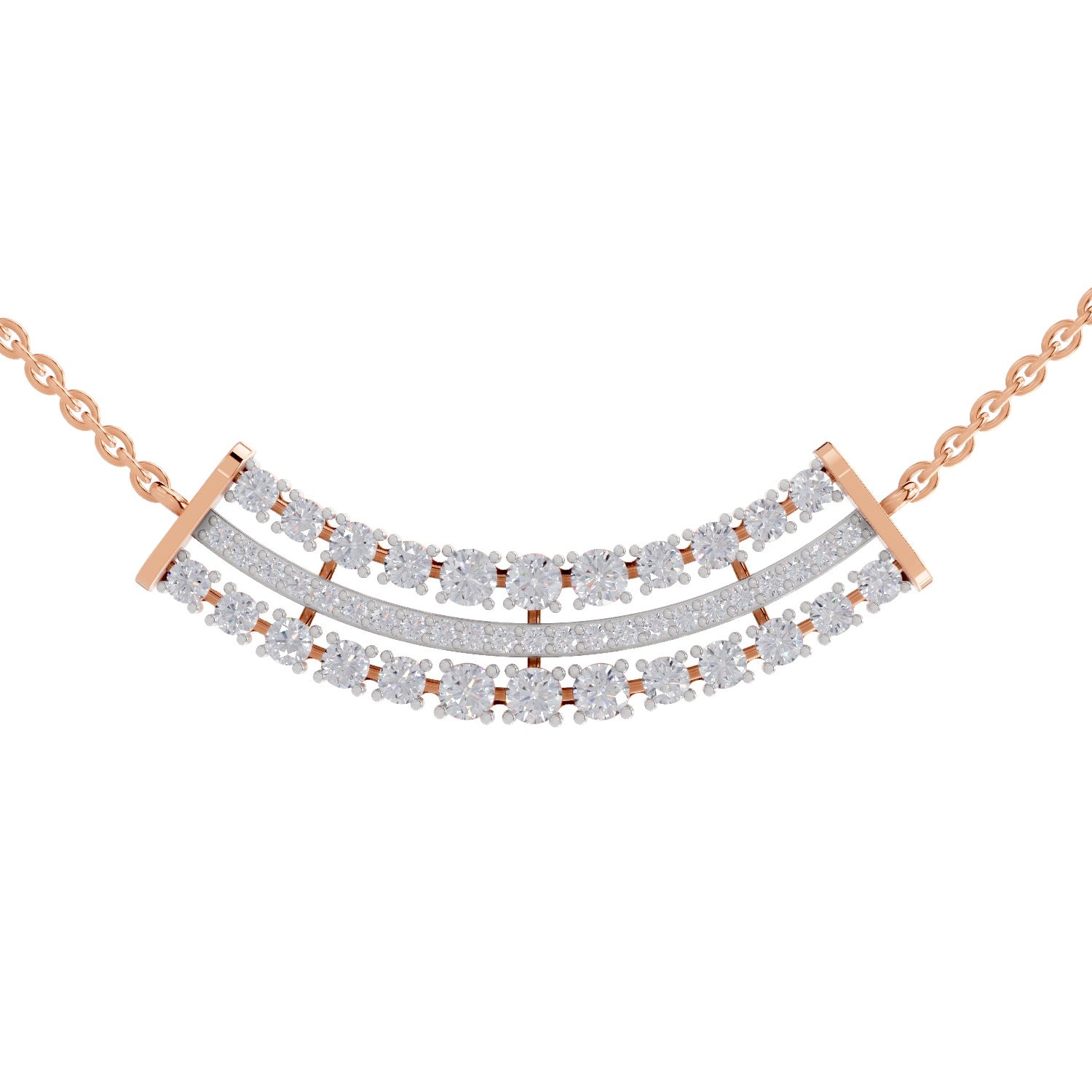 1.24 Ct Round Shape Cluster Diamond Necklace | 14K Rose Gold