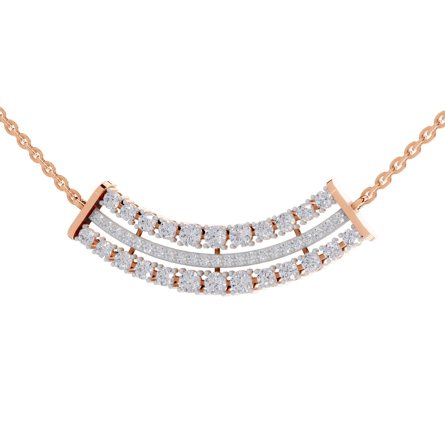 1.24 Ct Round Shape Cluster Diamond Necklace | 14K Rose Gold