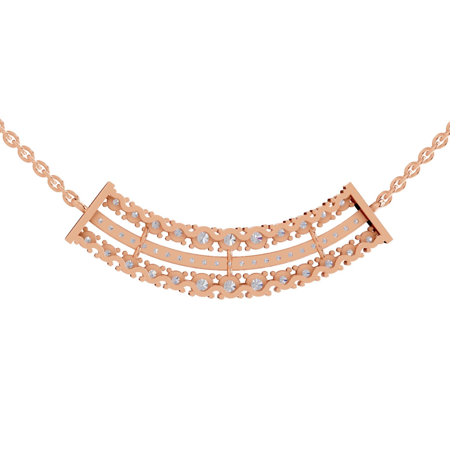 1.24 Ct Round Shape Cluster Diamond Necklace | 14K Rose Gold