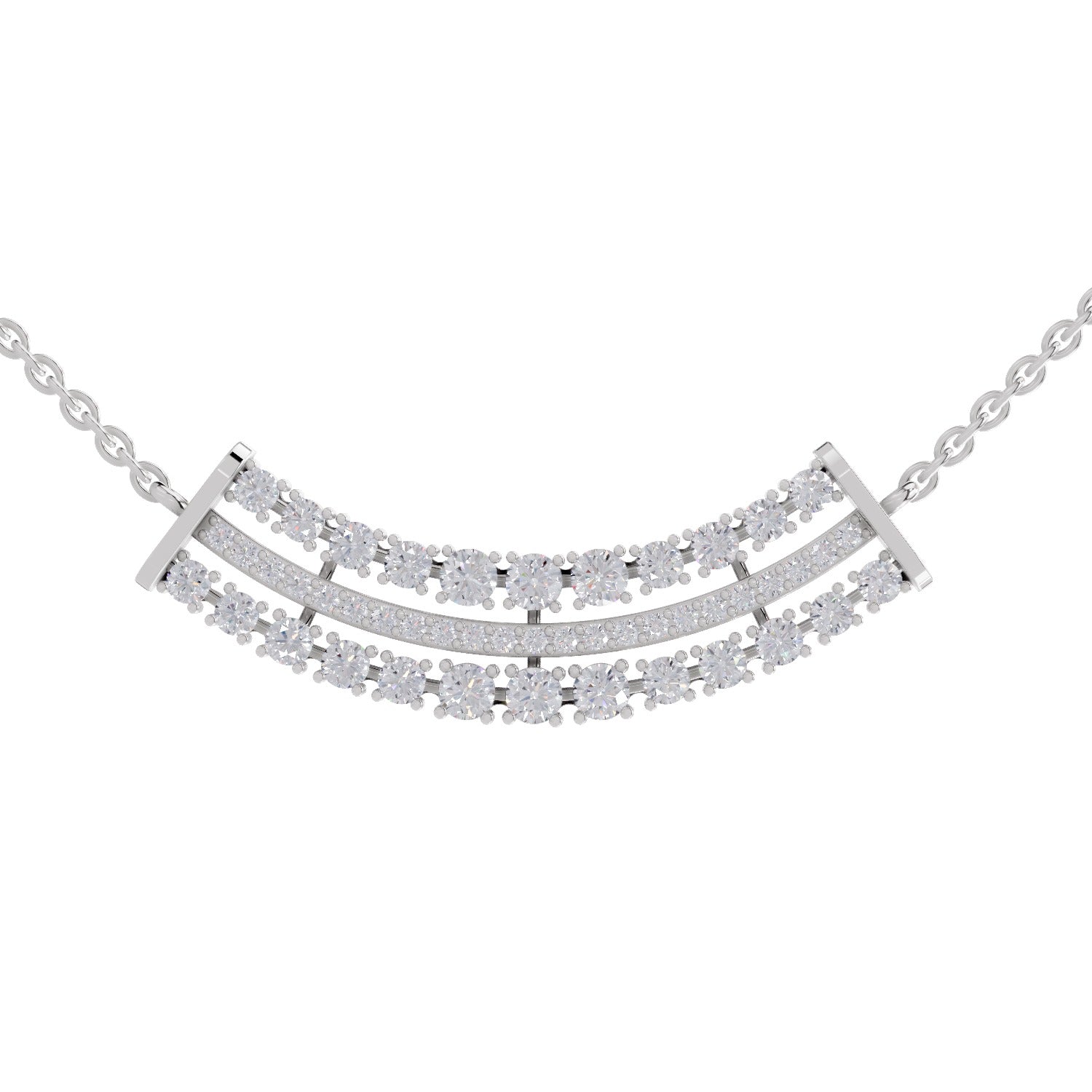 1.24 Ct Round Shape Cluster Diamond Necklace | 14K White Gold