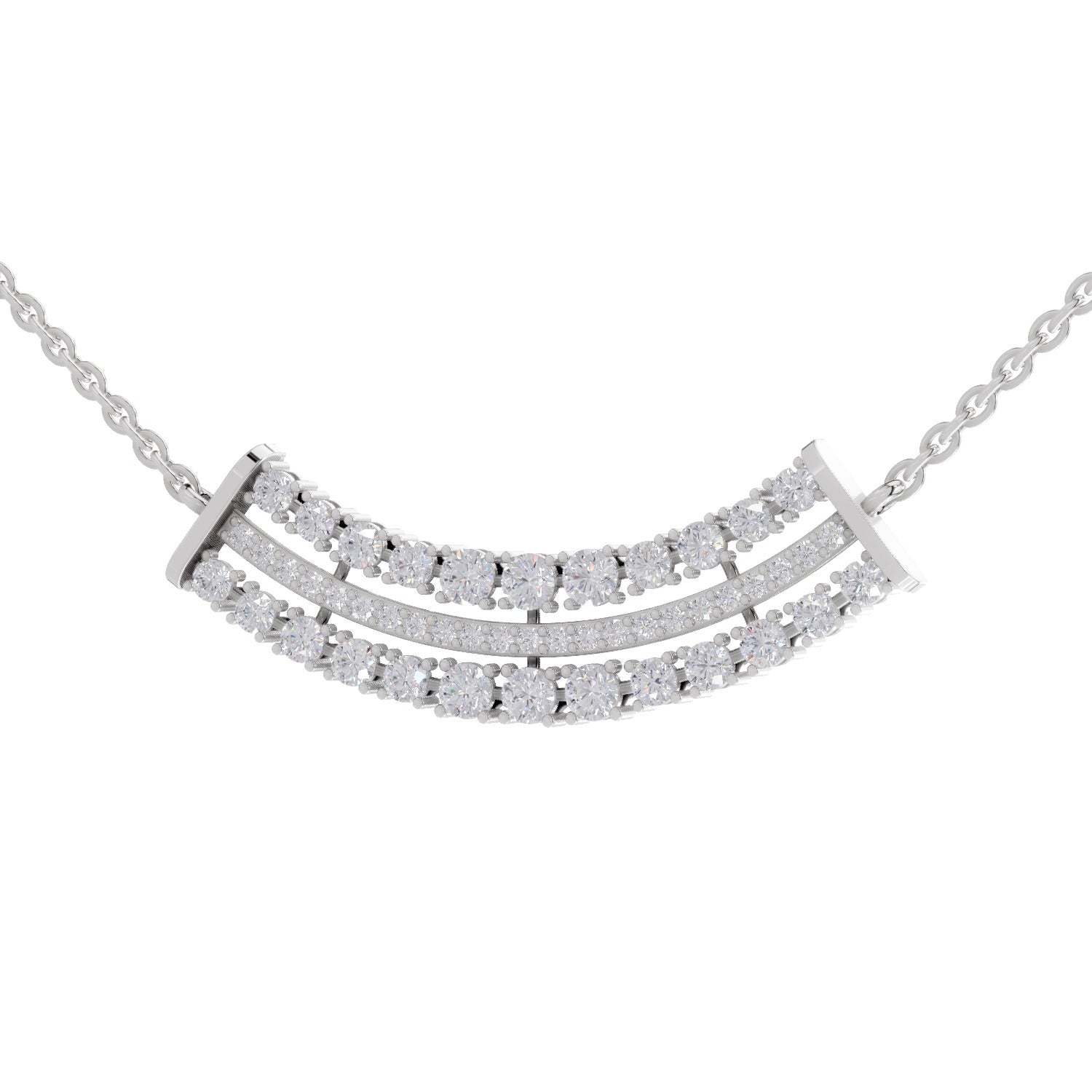 1.24 Ct Round Shape Cluster Diamond Necklace | 14K White Gold