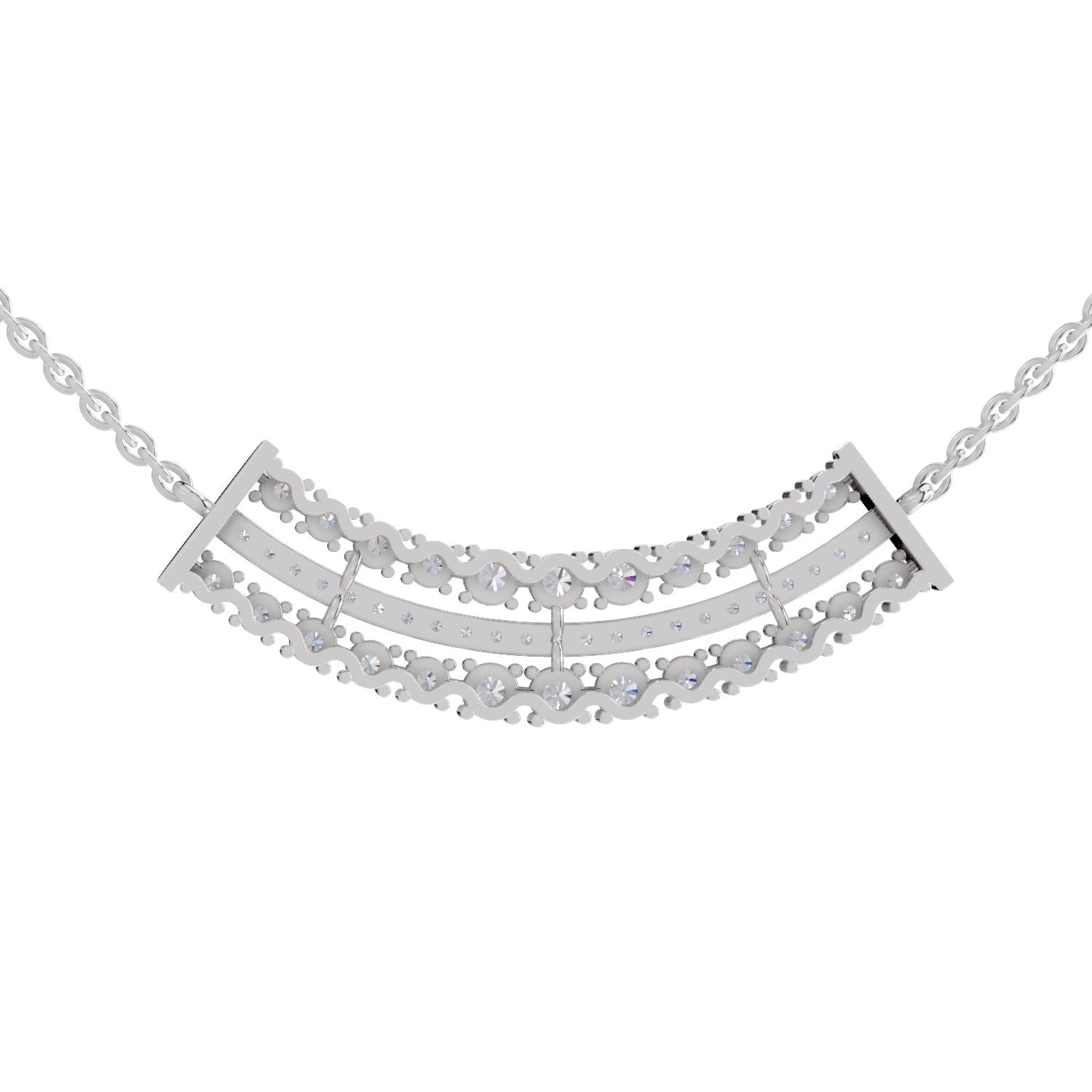 1.24 Ct Round Shape Cluster Diamond Necklace | 14K White Gold