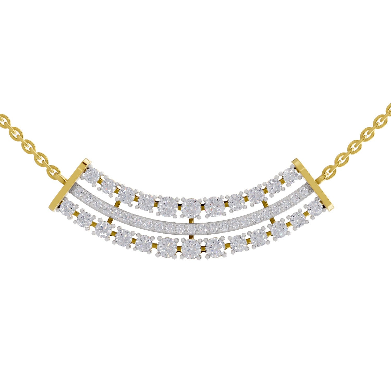 1.24 Ct Round Shape Cluster Diamond Necklace | 14K Yellow Gold