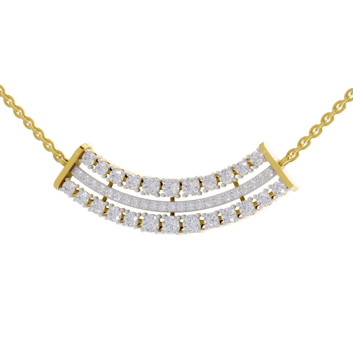 1.24 Ct Round Shape Cluster Diamond Necklace | 14K Yellow Gold