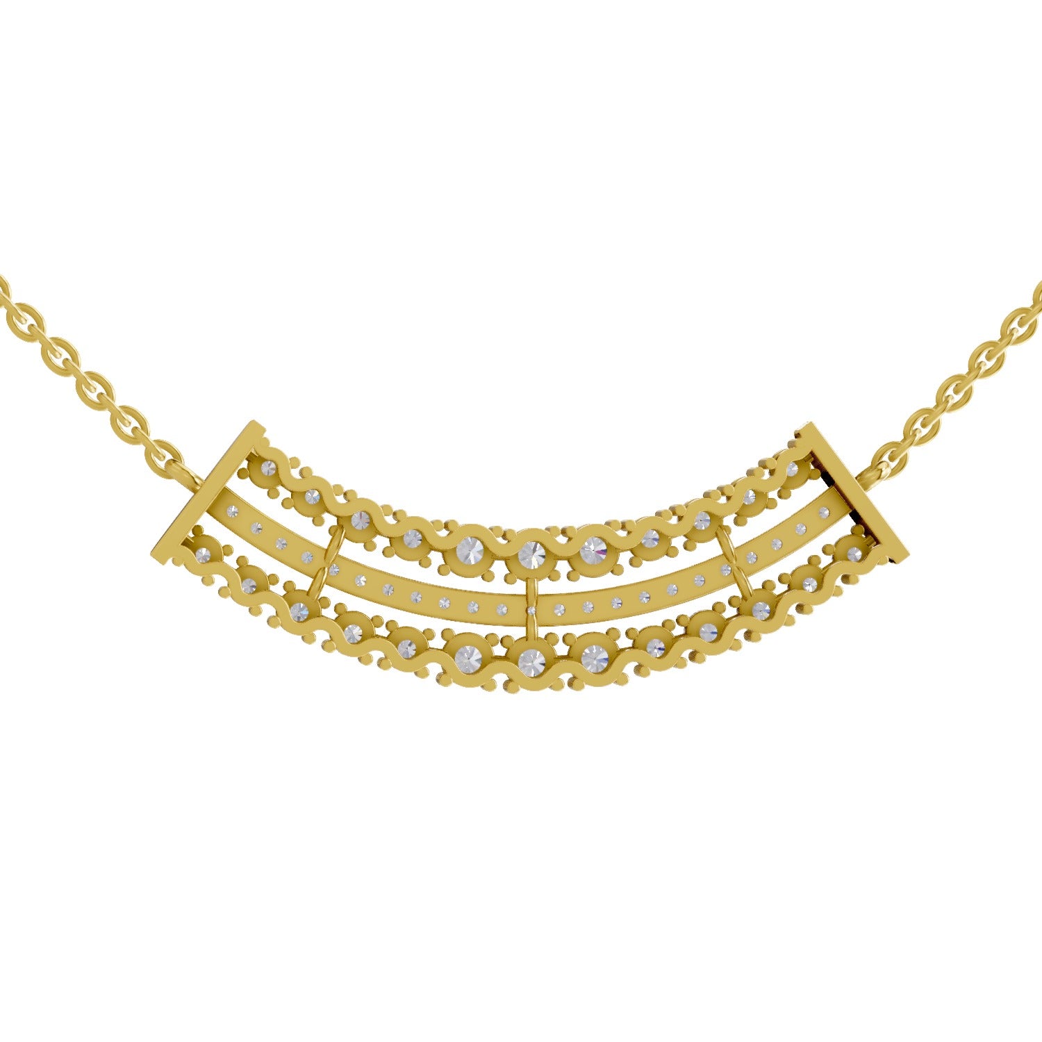 1.24 Ct Round Shape Cluster Diamond Necklace | 14K Yellow Gold