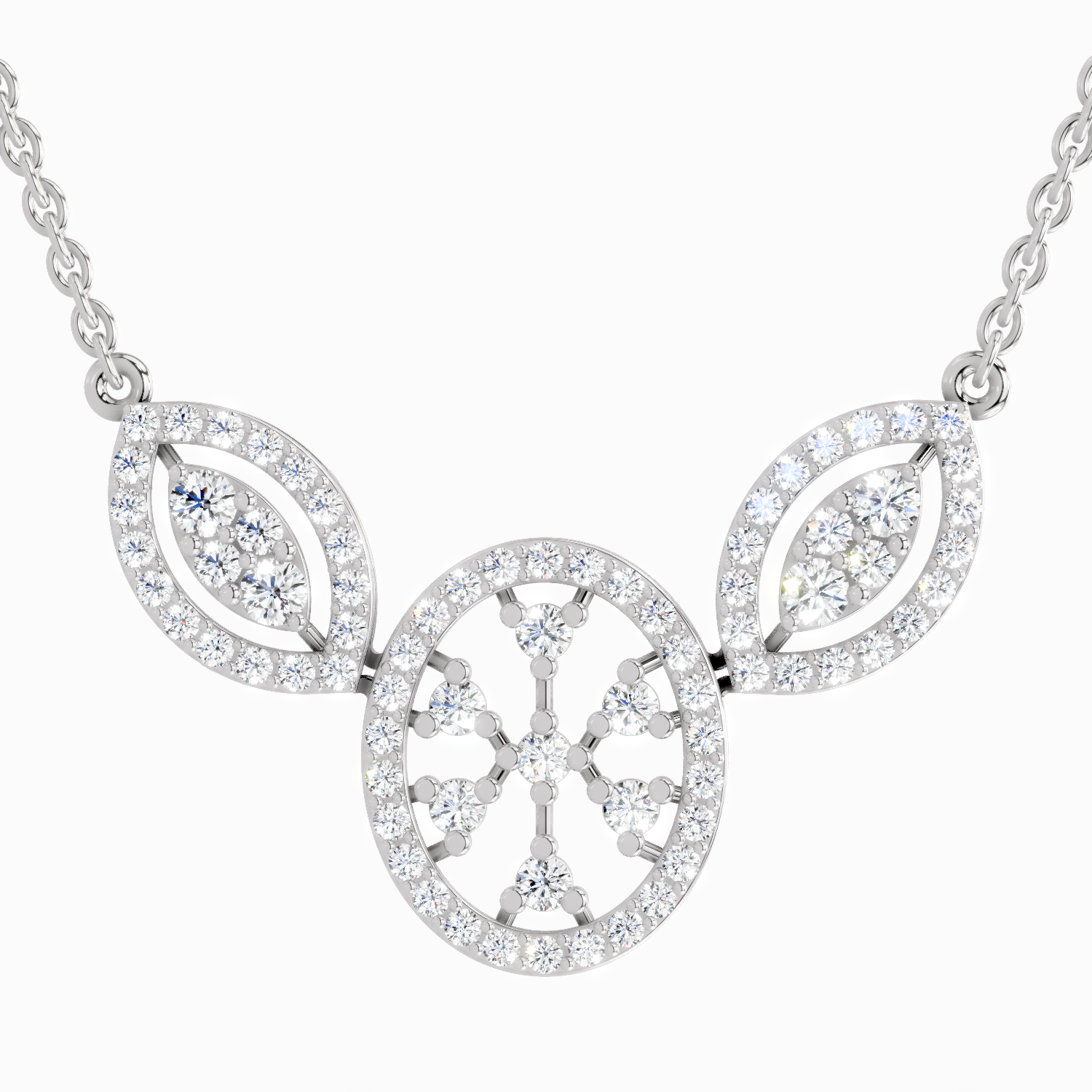 1.54 ct Round Diamond Fashion Pendant Necklace | 14K White Gold