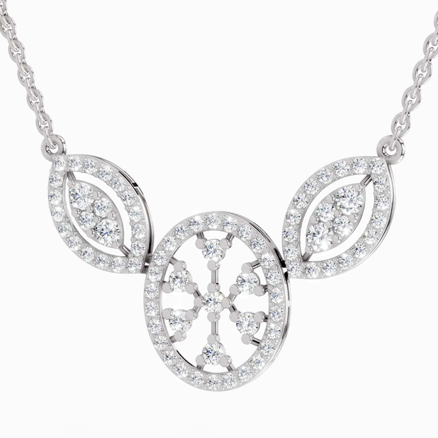 1.54 ct Round Diamond Fashion Pendant Necklace | 14K White Gold