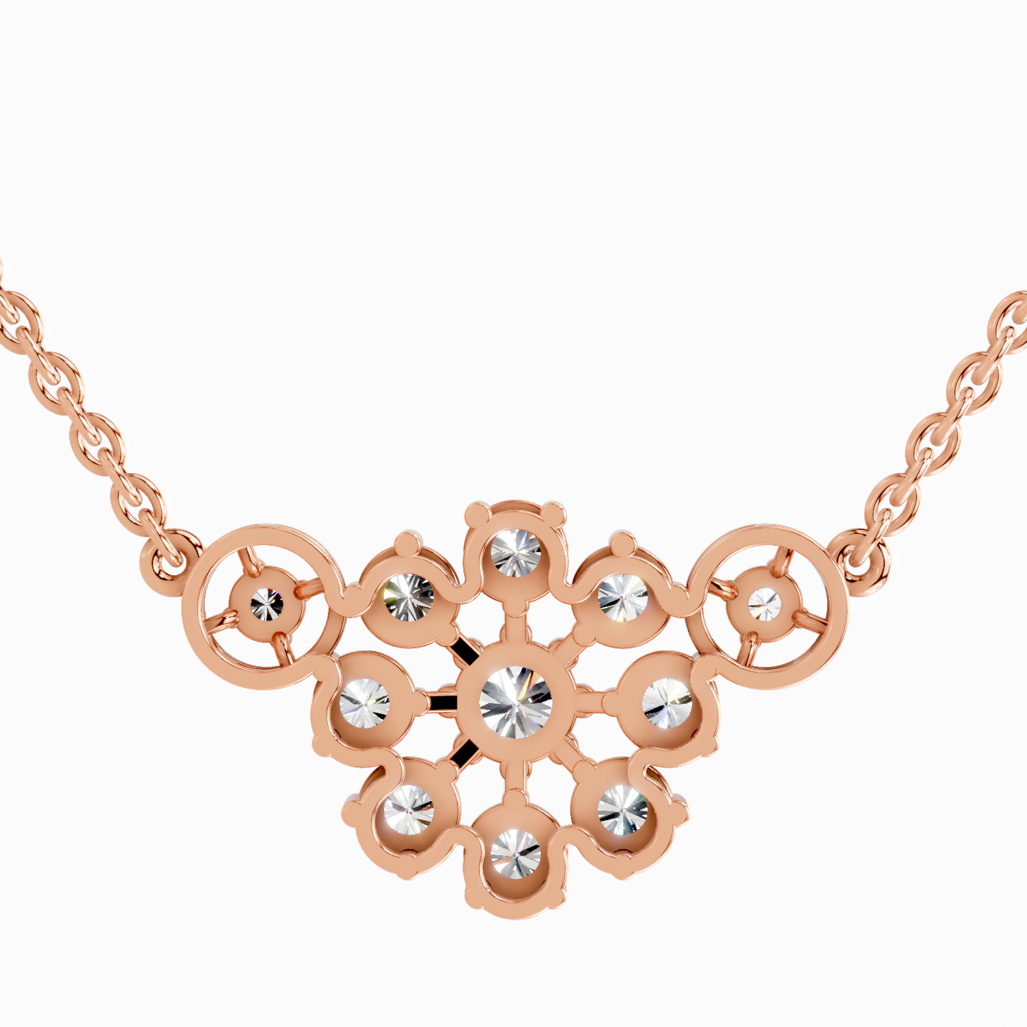 1.35 Carat Round Flower Pendant Necklace | 14K Rose Gold