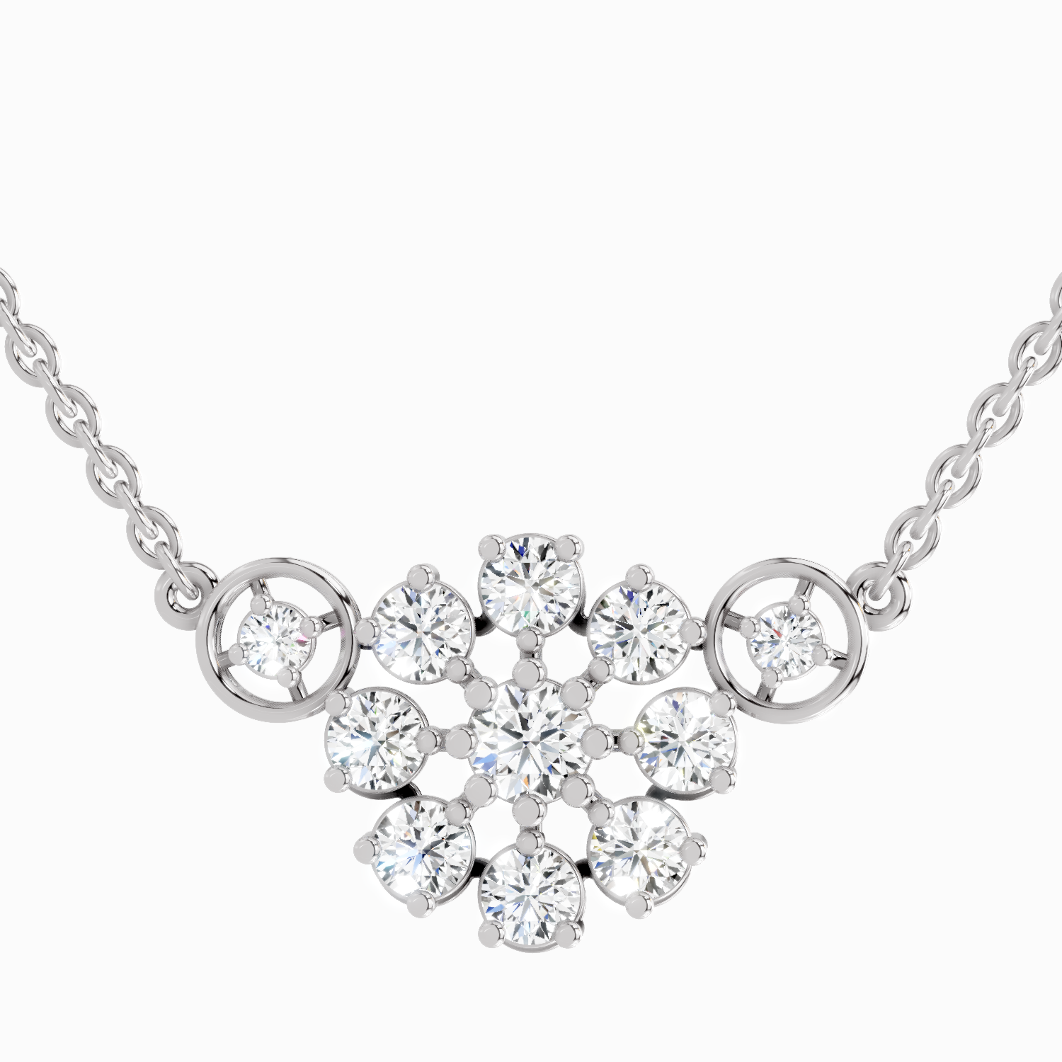 1.35 Carat Round Flower Pendant Necklace | 14K White Gold