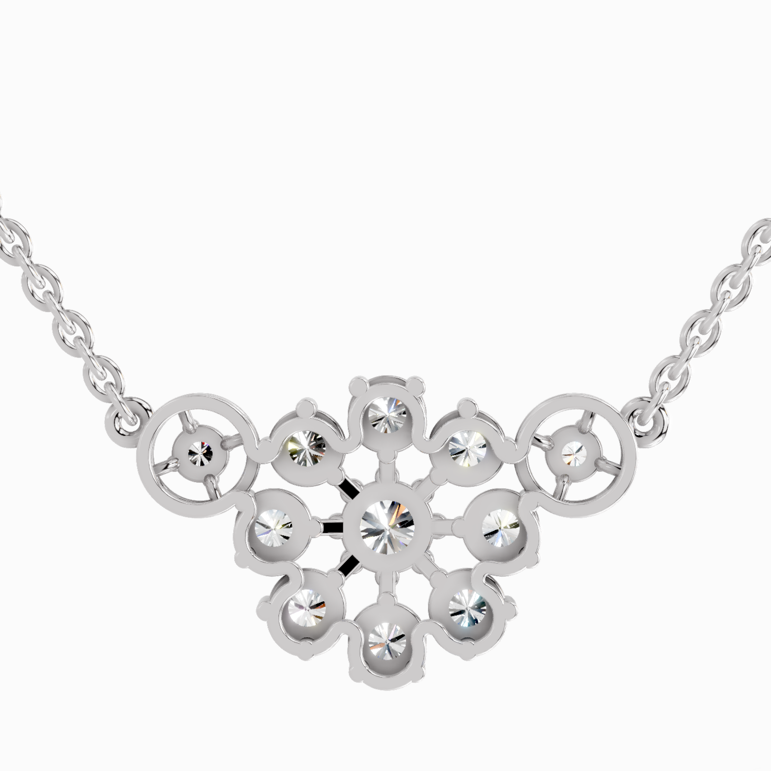 1.35 Carat Round Flower Pendant Necklace | 14K White Gold