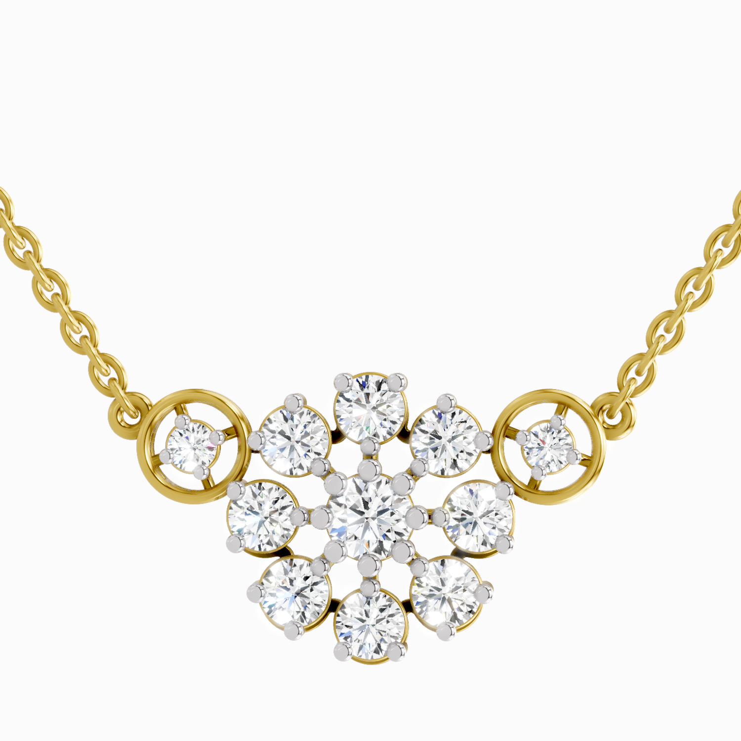 1.35 Carat Round Flower Pendant Necklace | 14K Yellow Gold