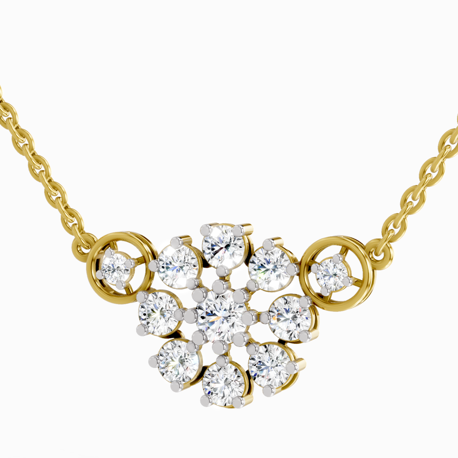 1.35 Carat Round Flower Pendant Necklace | 14K Yellow Gold