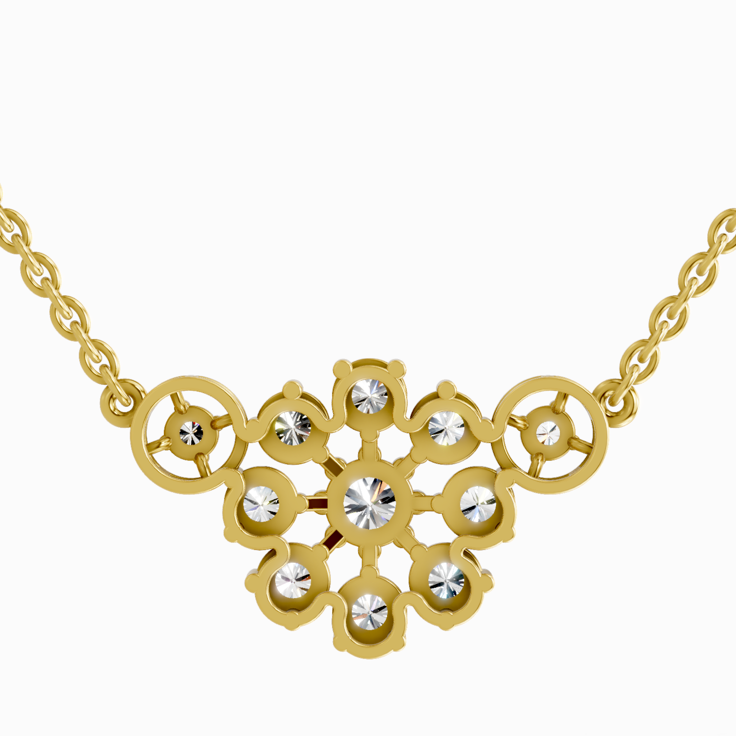 1.35 Carat Round Flower Pendant Necklace | 14K Yellow Gold
