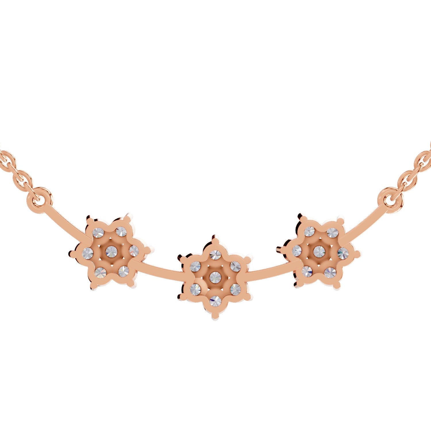 0.92 Ct Round Shape Floral Diamond Necklace | 14K Rose Gold