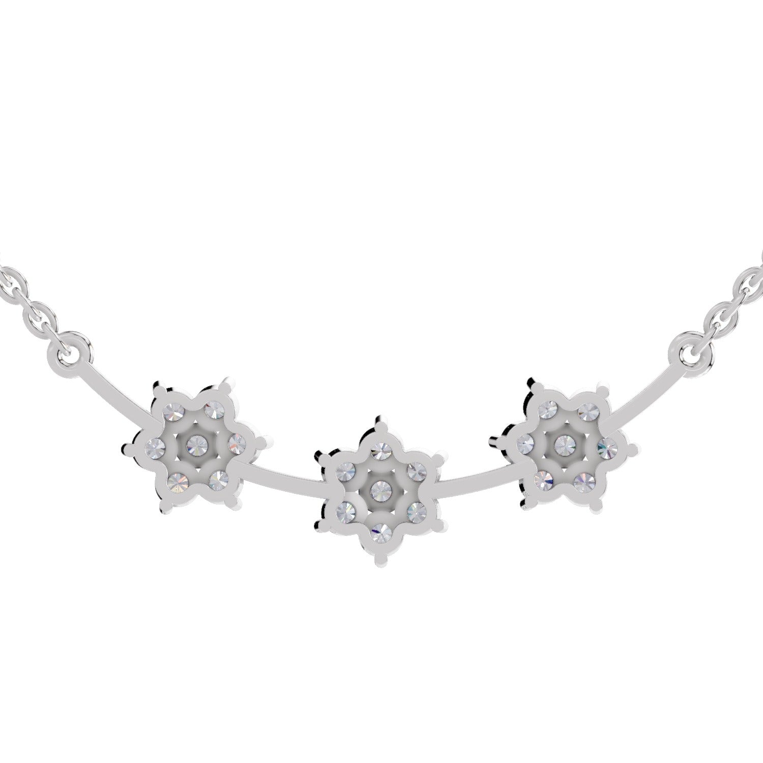 0.92 Ct Round Shape Floral Diamond Necklace | 14K White Gold