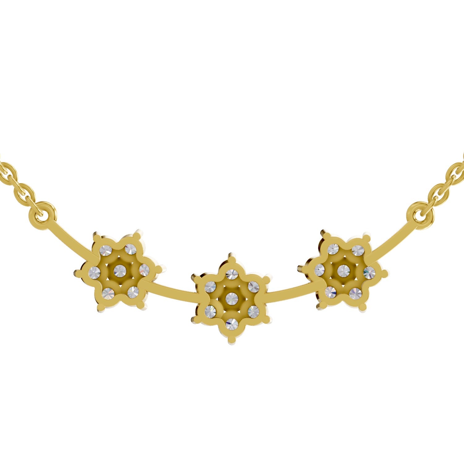 0.92 Ct Round Shape Floral Diamond Necklace | 14K Yellow Gold