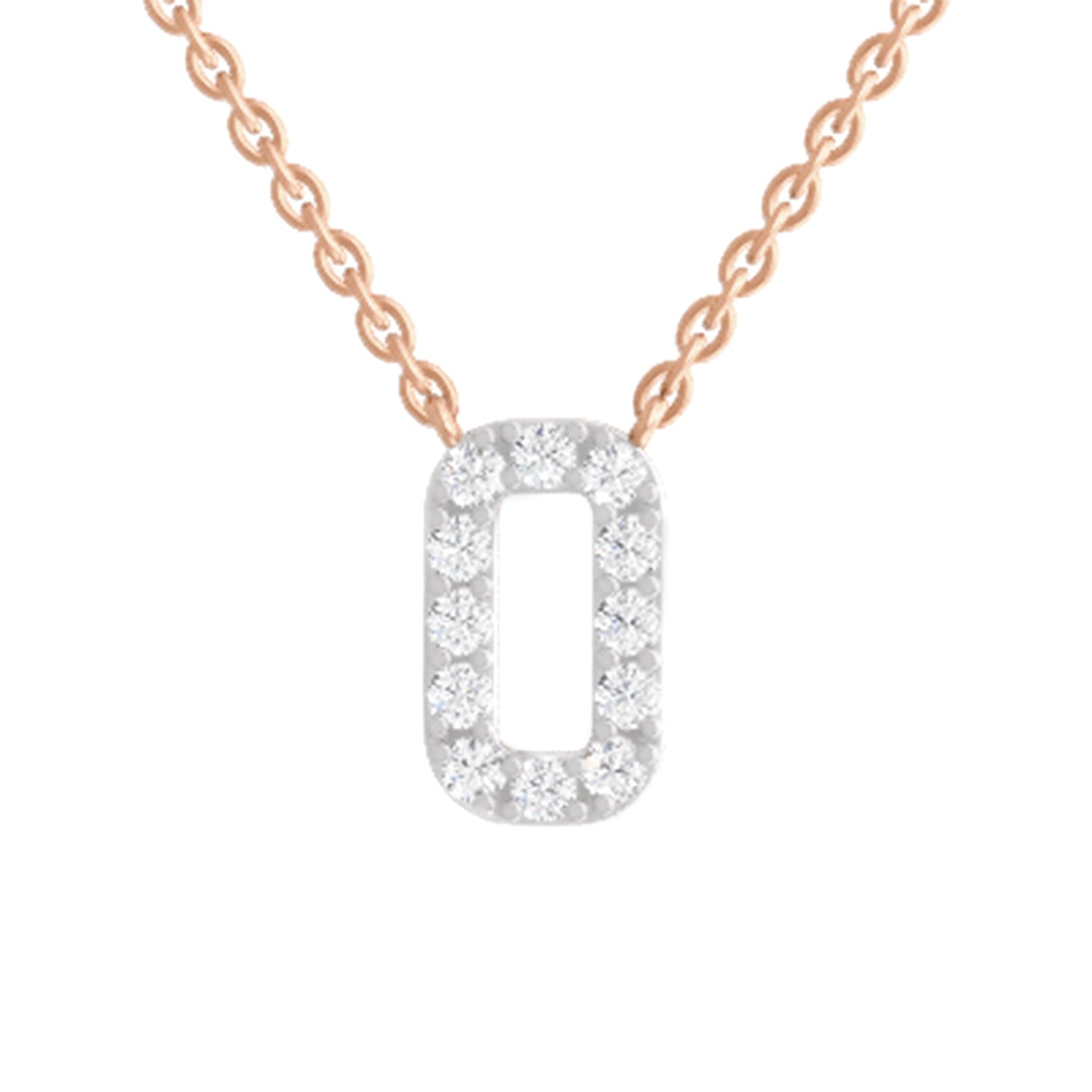 0.53 Carat Round Alphabet O Necklace | 14K Rose Gold