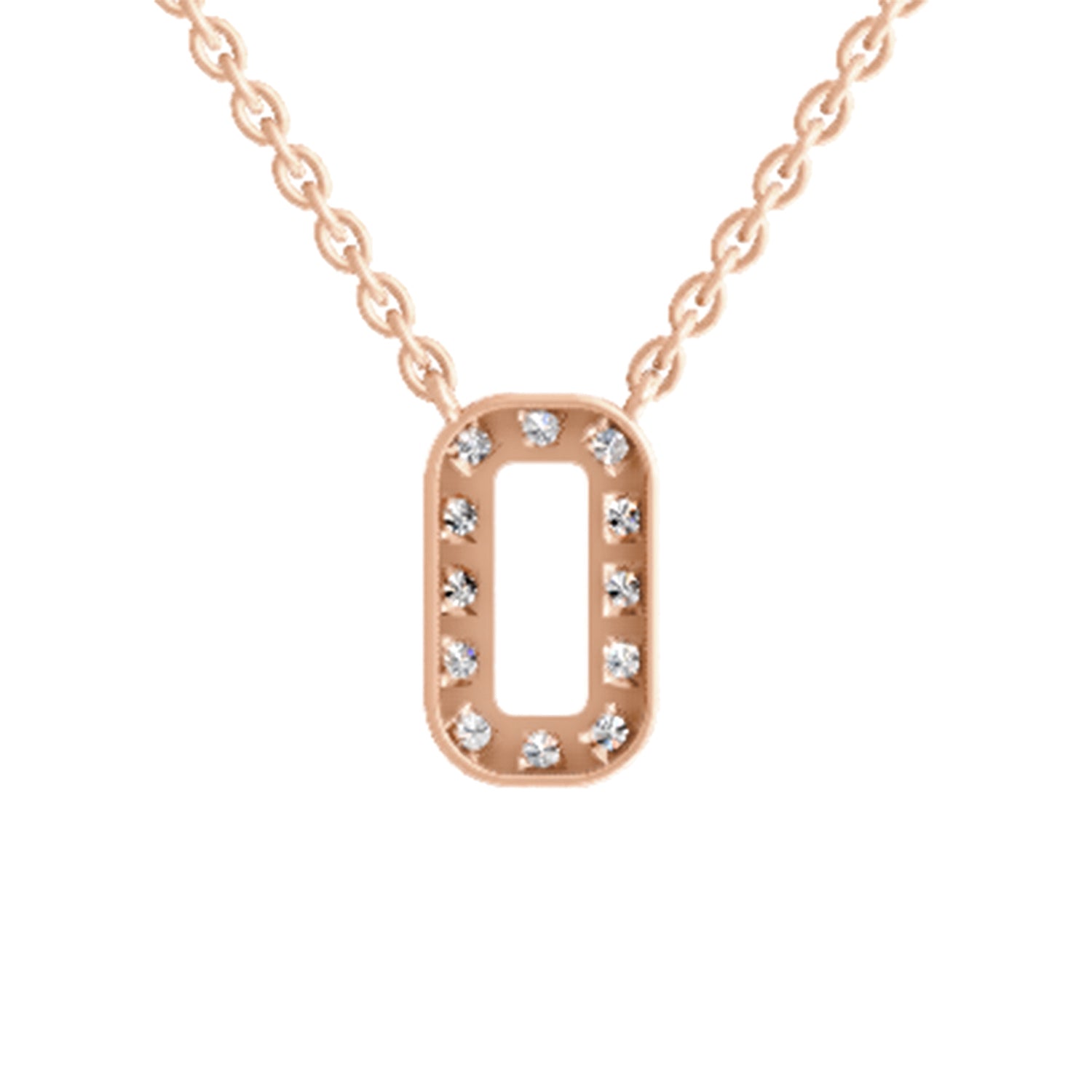 0.53 Carat Round Alphabet O Necklace | 14K Rose Gold