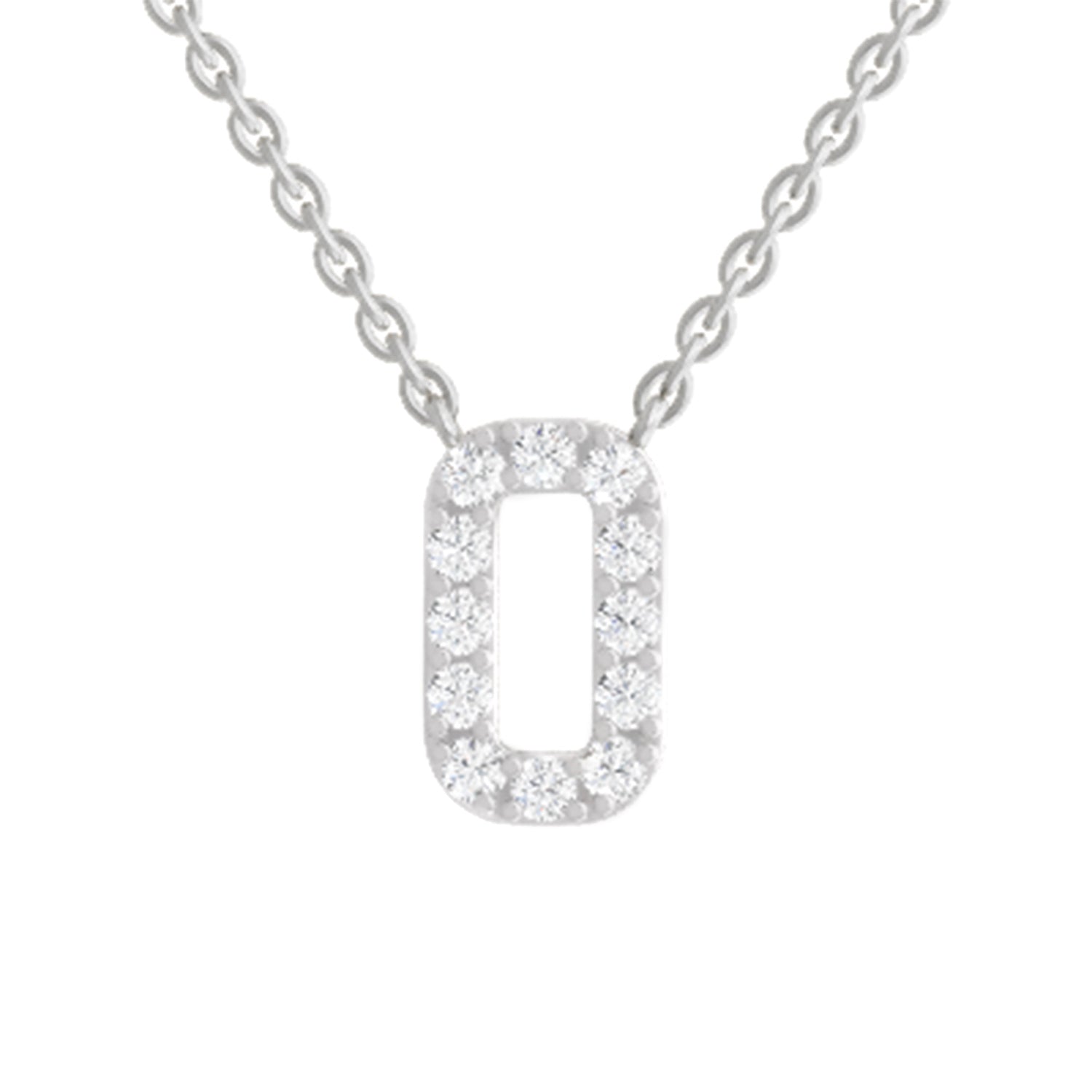 0.53 Carat Round Alphabet O Necklace | 14K White Gold