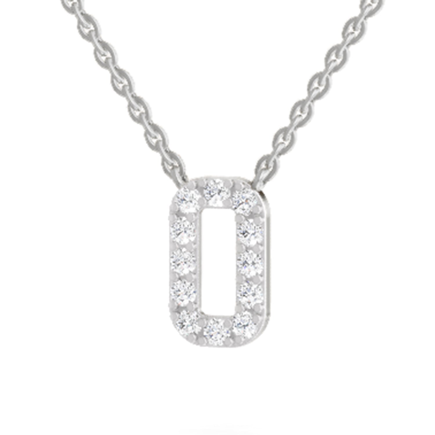 0.53 Carat Round Alphabet O Necklace | 14K White Gold