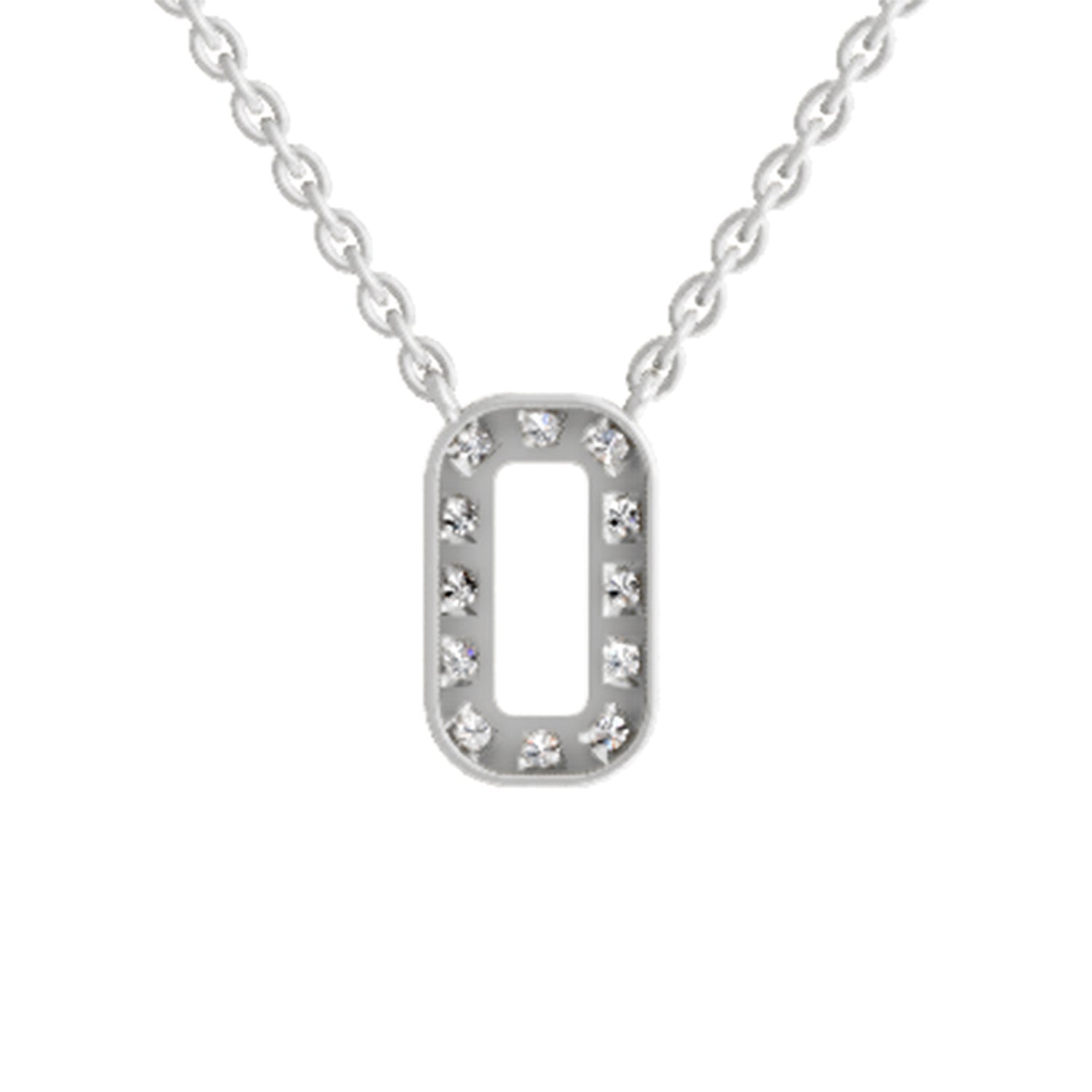 0.53 Carat Round Alphabet O Necklace | 14K White Gold
