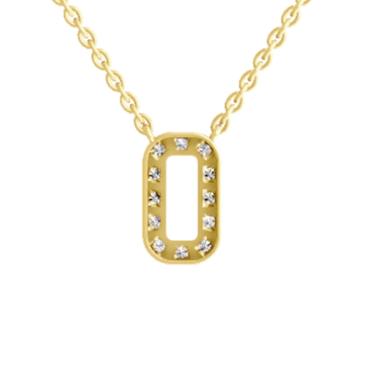 0.53 Carat Round Alphabet O Necklace | 14K Yellow Gold