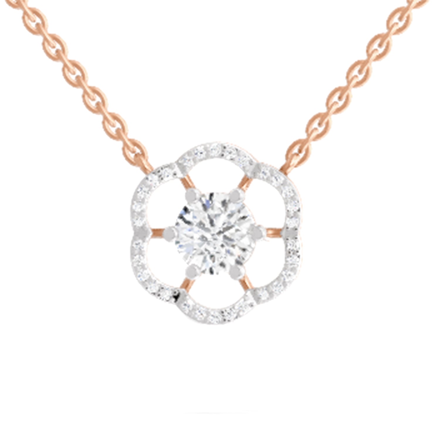 1.15 Carat Round Floral Necklace | 14K Rose Gold