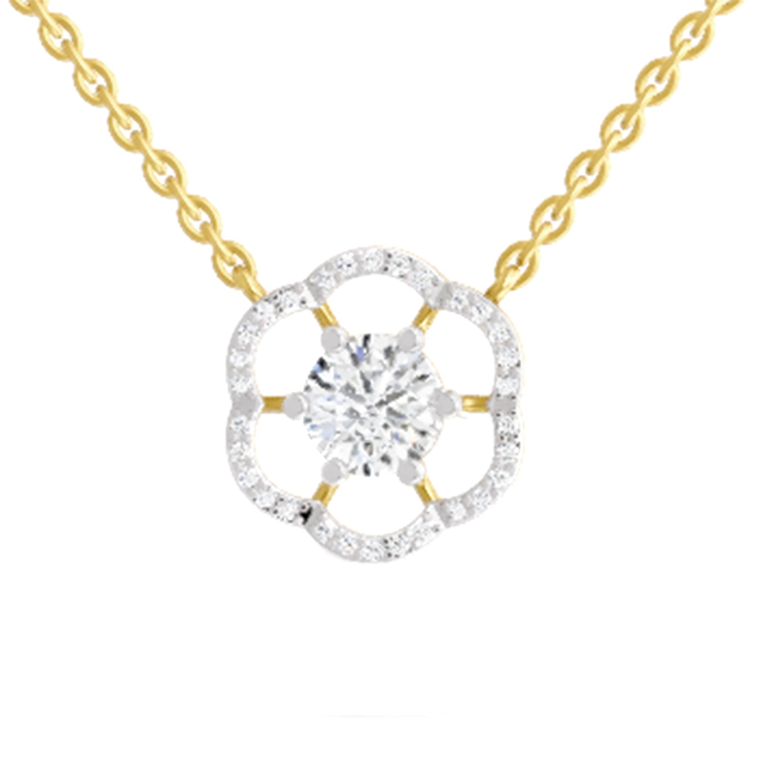 1.15 Carat Round Floral Necklace | 14K Yellow Gold