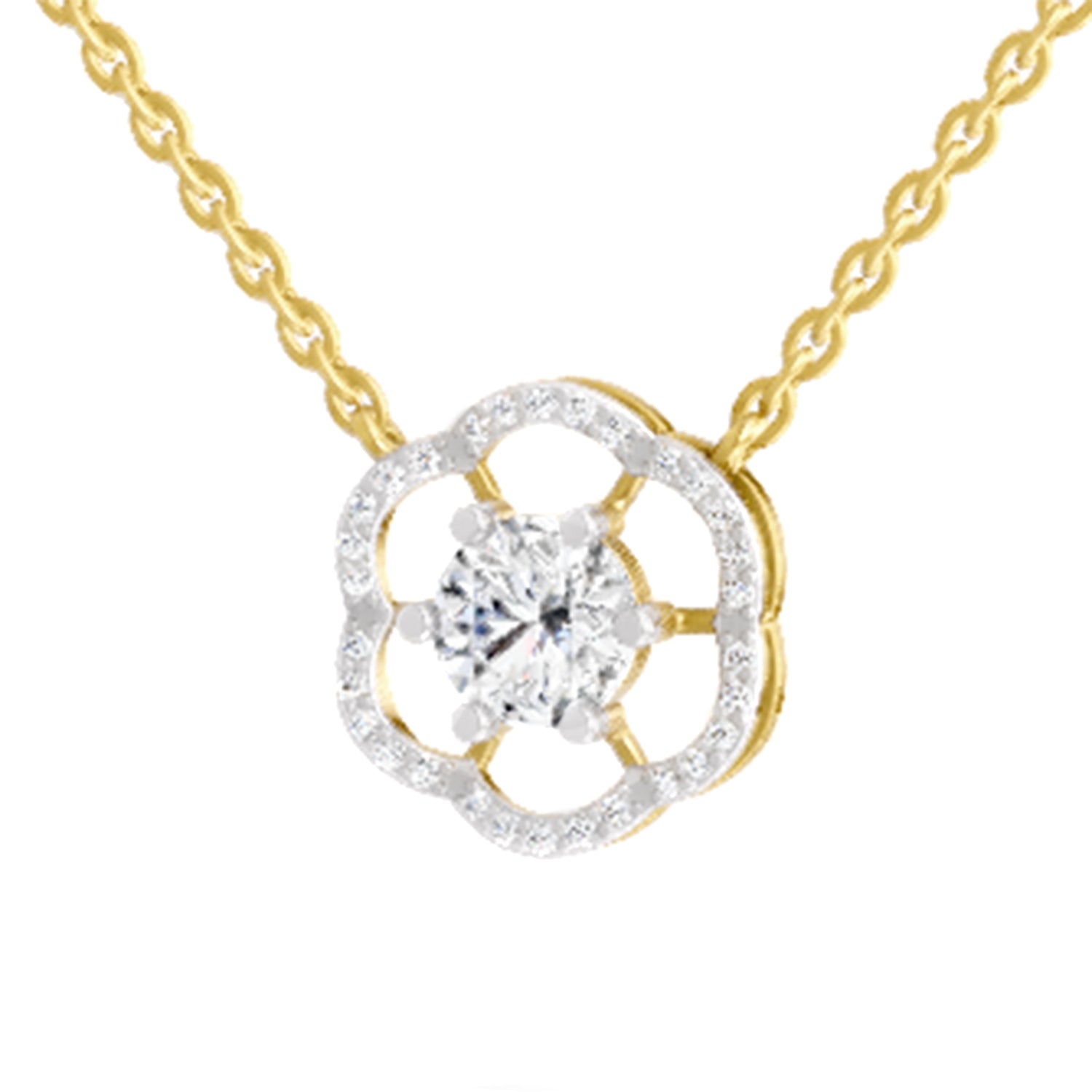 1.15 Carat Round Floral Necklace | 14K Yellow Gold