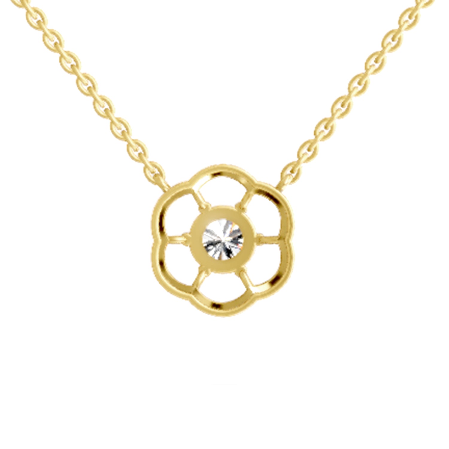 1.15 Carat Round Floral Necklace | 14K Yellow Gold