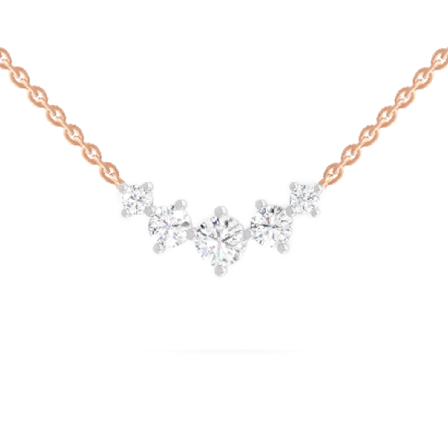 1.31 Carat Round 5 Stone Necklace | 14K Rose Gold