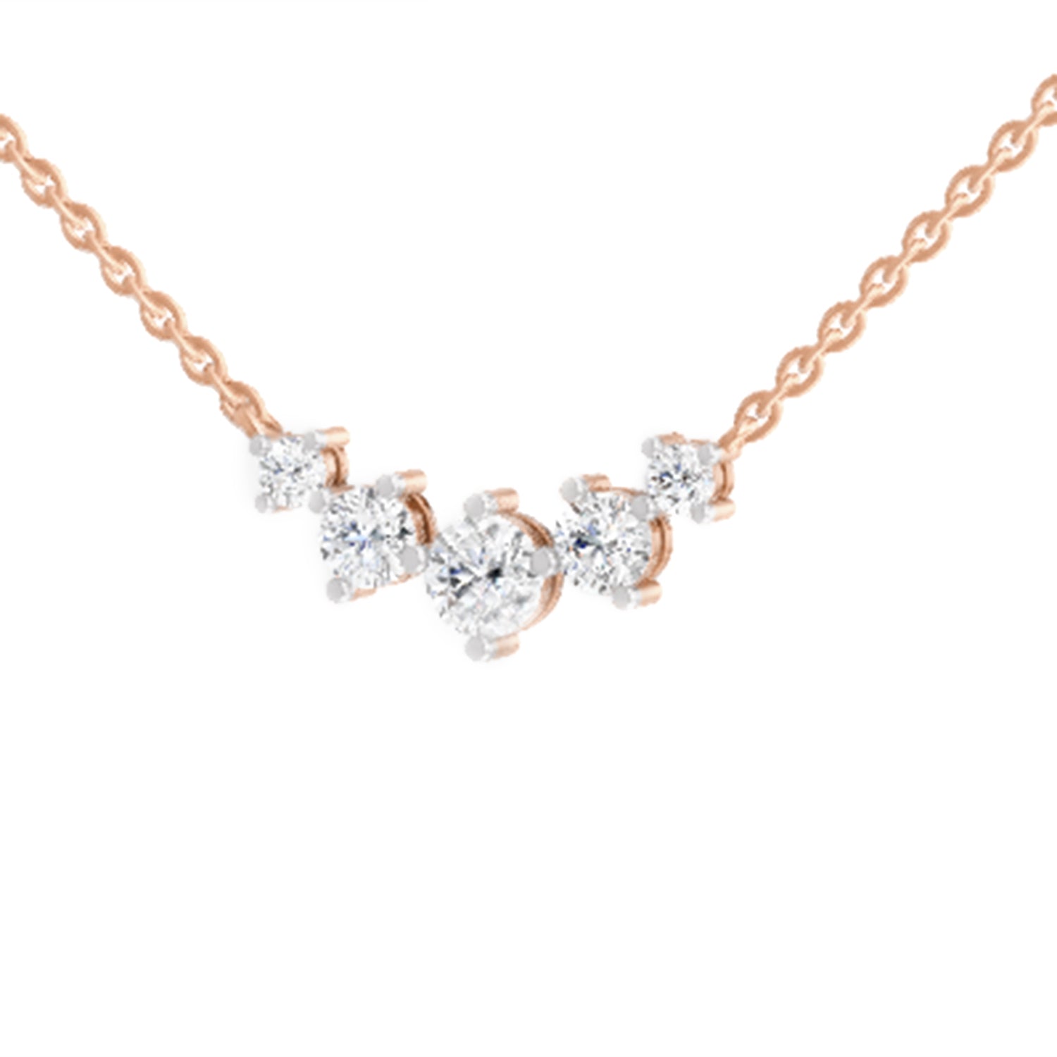 1.31 Carat Round 5 Stone Necklace | 14K Rose Gold