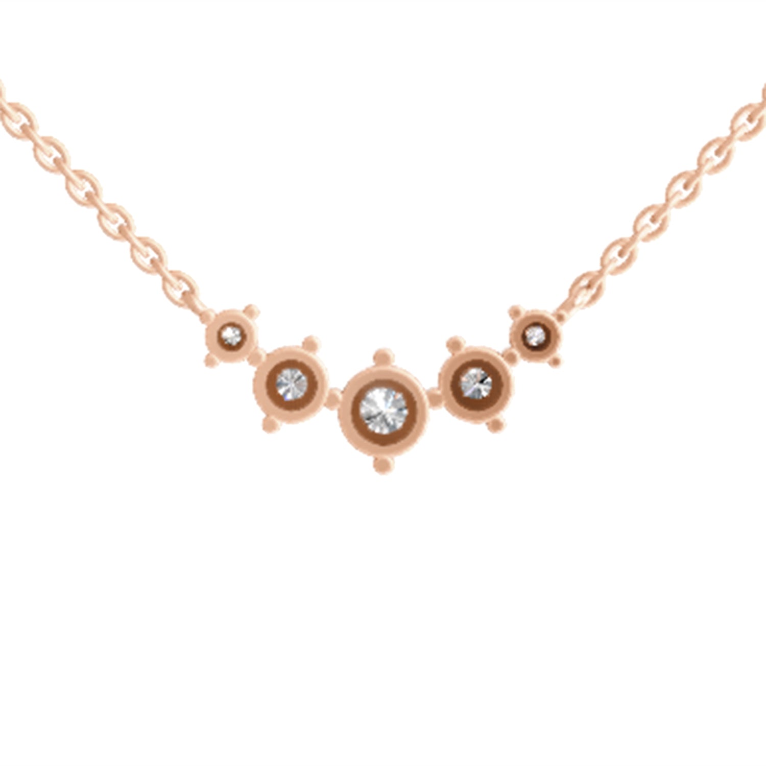 1.31 Carat Round 5 Stone Necklace | 14K Rose Gold
