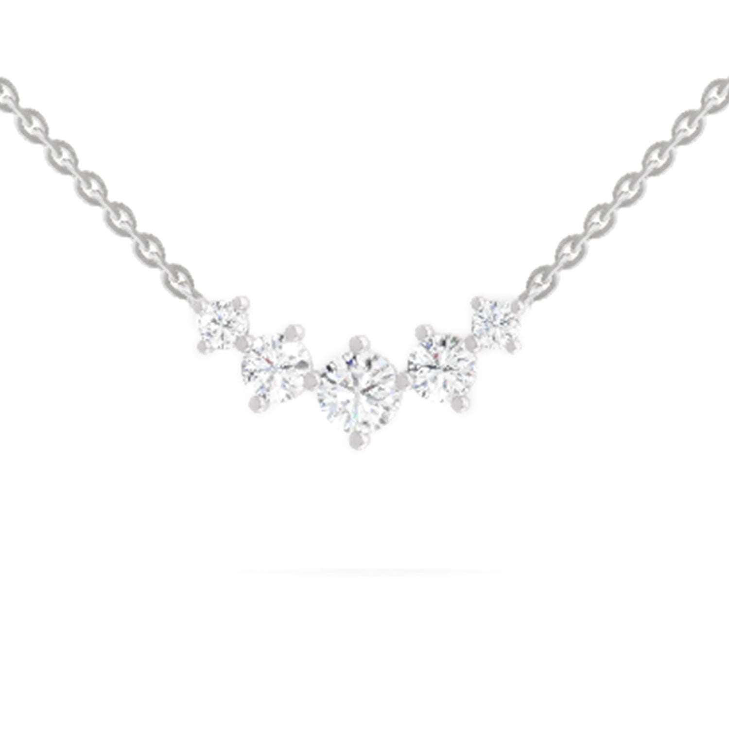 1.31 Carat Round 5 Stone Necklace | 14K White Gold