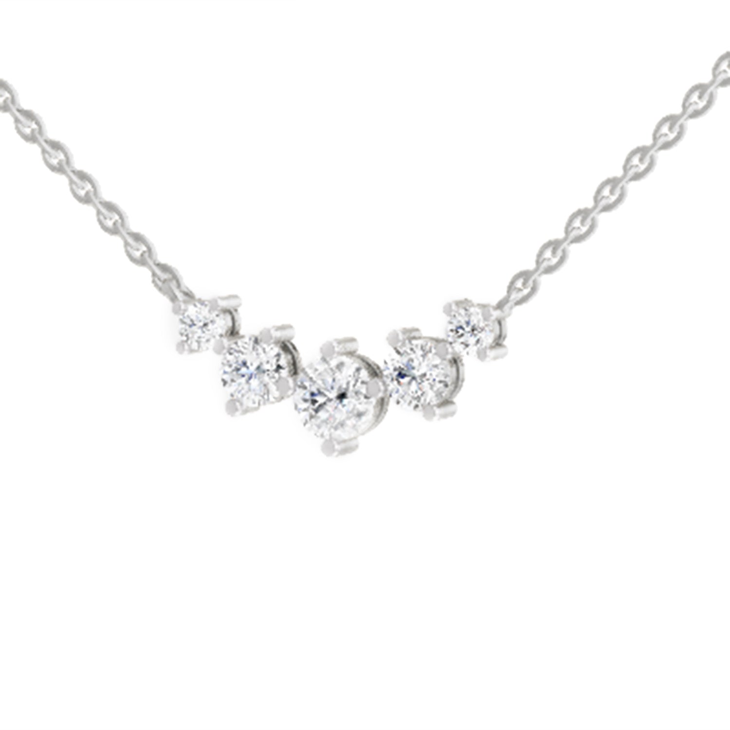 1.31 Carat Round 5 Stone Necklace | 14K White Gold