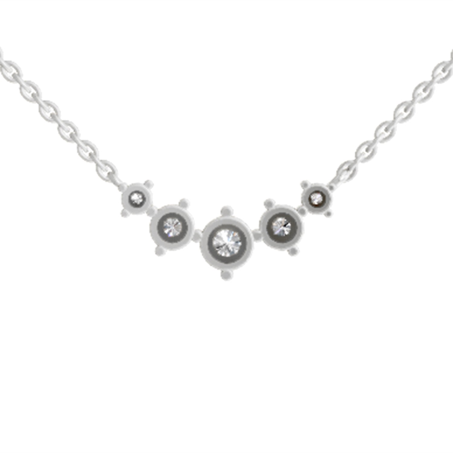 1.31 Carat Round 5 Stone Necklace | 14K White Gold