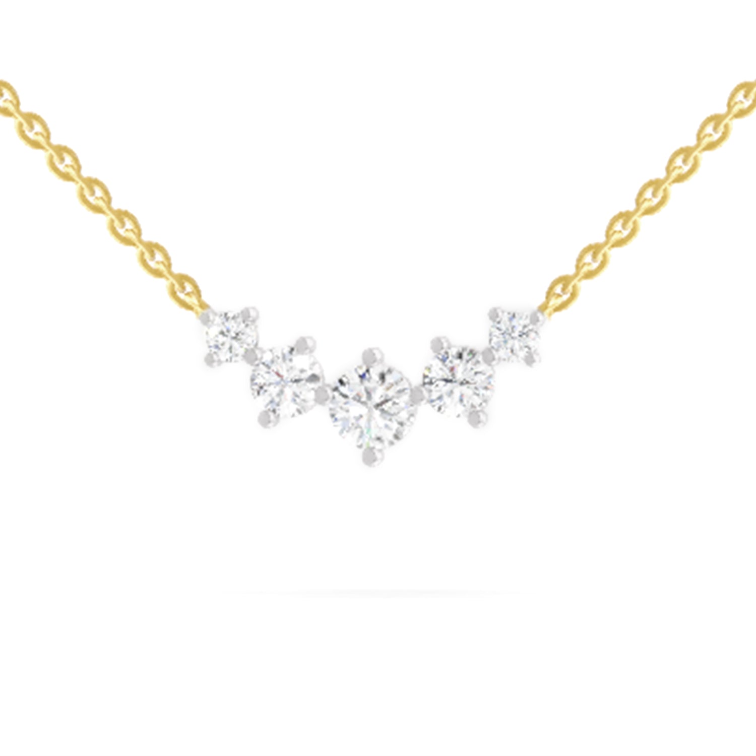 1.31 Carat Round 5 Stone Necklace | 14K Yellow Gold